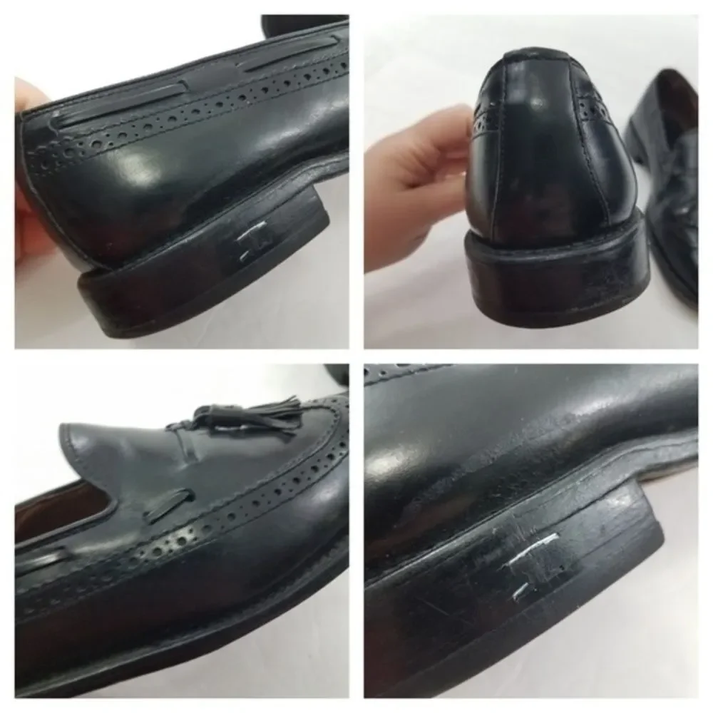 Allen Edmonds Manchester Black Wing Tip Loafer Tassel Leather Shoes Size 9.5 C